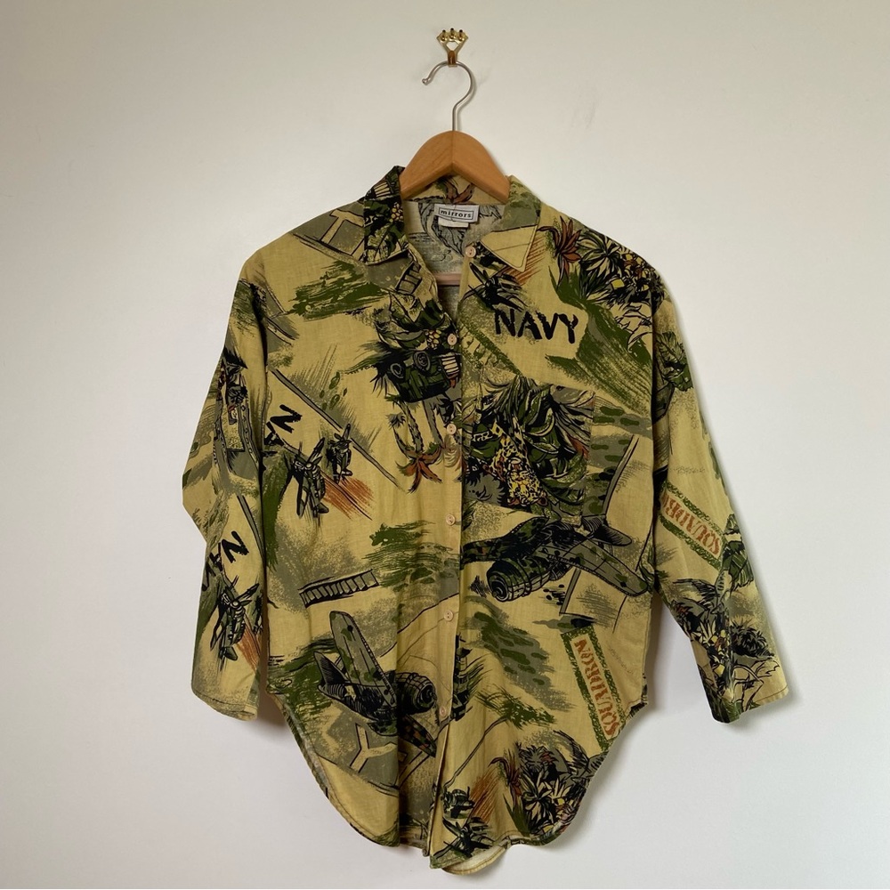 Vintage Mirrors Military Print Shirt
